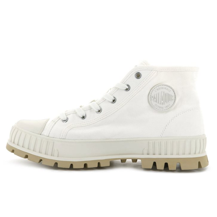 Palladium Pallashock Mid OG High Tops Joggesko Dame Hvite | 309875-GAO