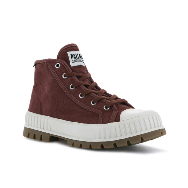 Palladium Pallashock Mid OG High Tops Joggesko Dame Burgunder | 652908-PRK