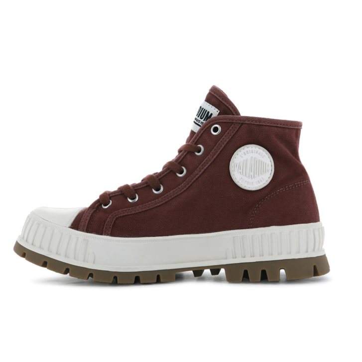 Palladium Pallashock Mid OG High Tops Joggesko Dame Burgunder | 652908-PRK