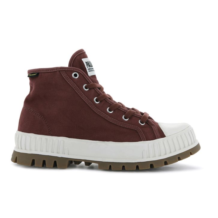 Palladium Pallashock Mid OG High Tops Joggesko Dame Burgunder | 652908-PRK