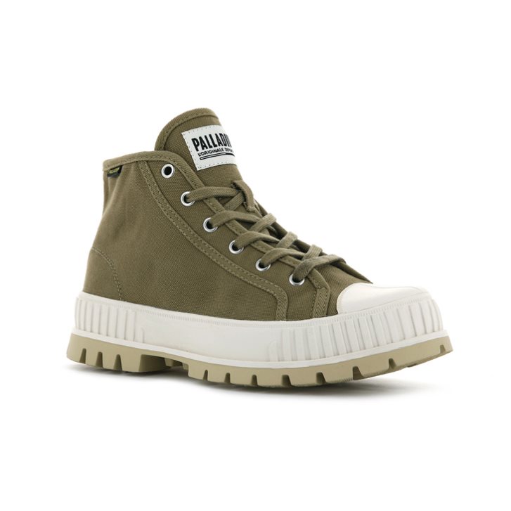 Palladium Pallashock Mid OG High Tops Joggesko Dame Olivengrønne | 684927-LJD