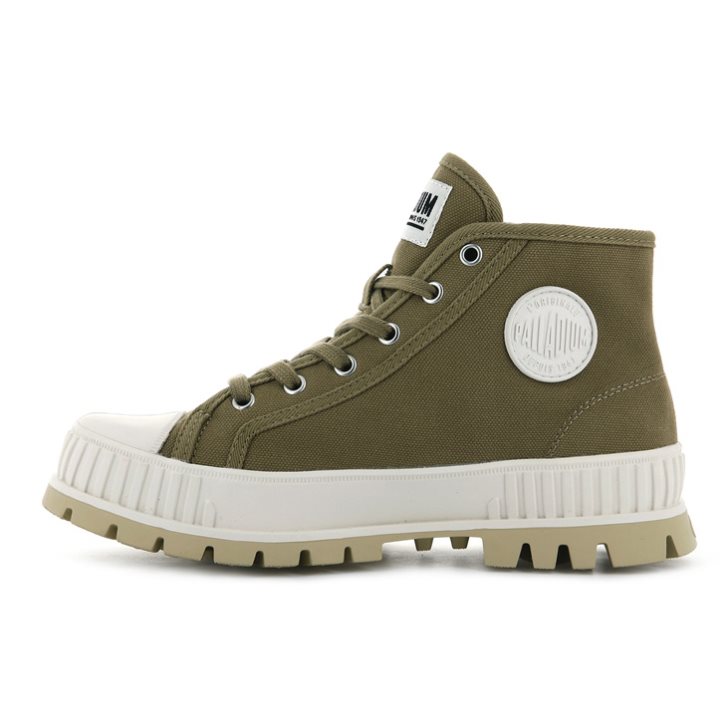 Palladium Pallashock Mid OG High Tops Joggesko Dame Olivengrønne | 684927-LJD