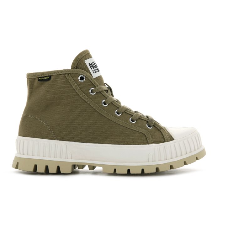 Palladium Pallashock Mid OG High Tops Joggesko Dame Olivengrønne | 684927-LJD