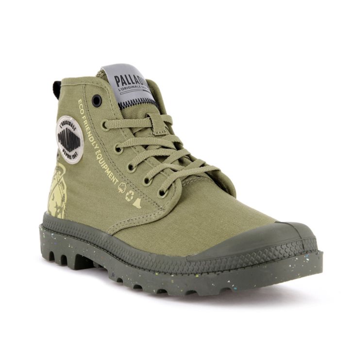 Palladium Pampa Organic Metro Støvler Herre Olivengrønne | 918405-CSM