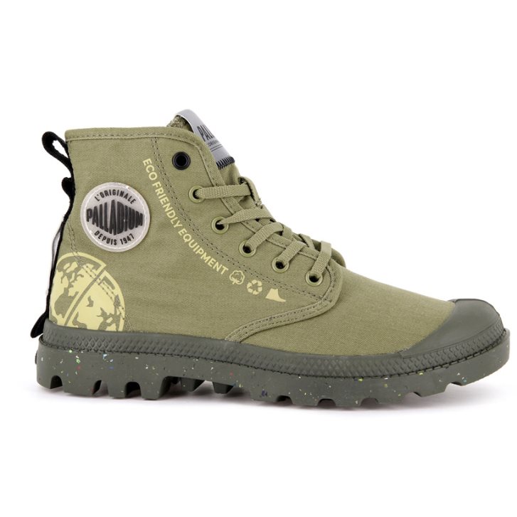 Palladium Pampa Organic Metro Støvler Herre Olivengrønne | 918405-CSM