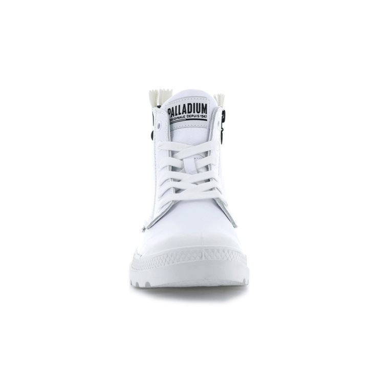 Palladium Pampa Ubn Zips Leather Støvler Dame Hvite | 689205-KCZ