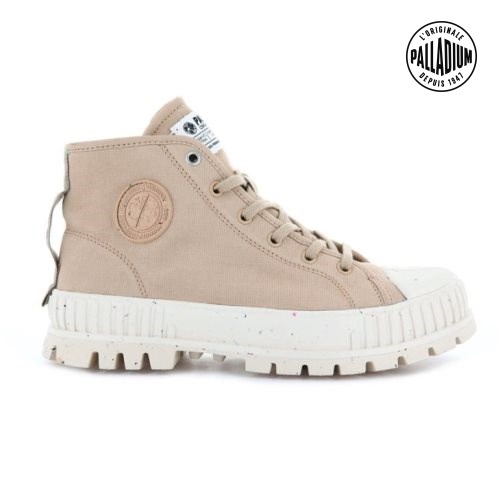 Palladium Pallashock Mid Organic Støvler Dame Beige | 591284-WPJ