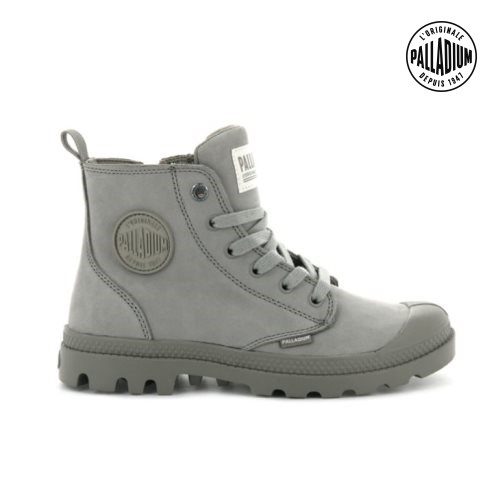 Palladium Pampa Hi Zip Nubuck Støvler Dame Grå | 401956-FPR