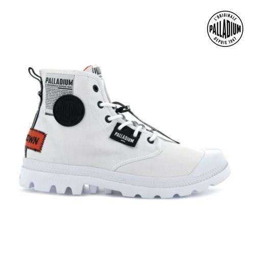 Palladium Pampa Lite Overlab Støvler Dame Hvite | 217059-NYL